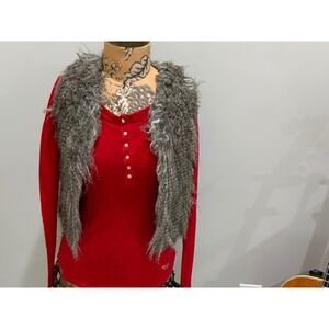 Textured‎ Grey Faux Fur Vest Size xs